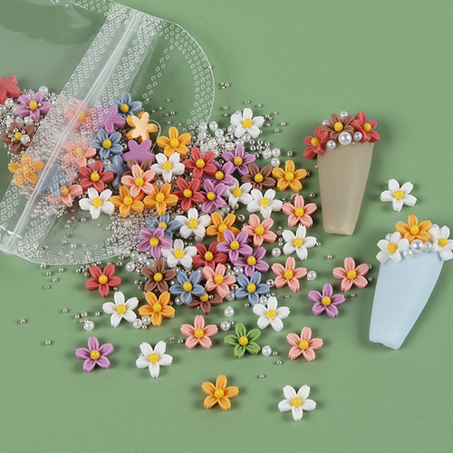 Joyas Para Uñas De Color Mate De Cinco Flores, 40 Bolsas De