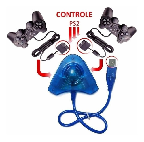 Imagem 3 de 4 de Adaptador Usb Duplo Controles Ps2 E Ps1 Ligue No Pc E Ps3