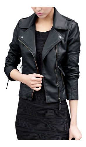 Lazhu Chaqueta De Cuero De Moda For Mujer Slim Biker