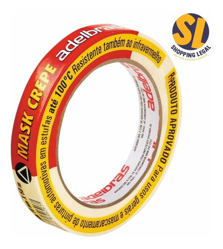 Imagem 1 de 5 de Fita Crepe 710 18mm X 50m Premium Adelbrás - Cx Com 72 Unid.