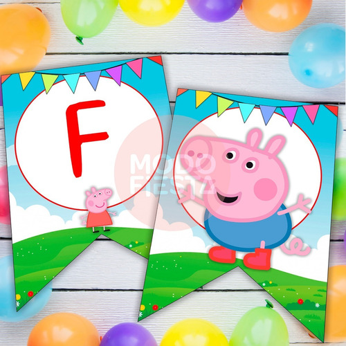 Banderines Cumpleaños Imprimibles Peppa Pig