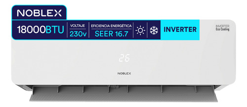 Minisplit 1.5 toneladas Aire Acondicionado Inverter Noblex Nxin50h21amx Frío Calor 18000 Btu 230v