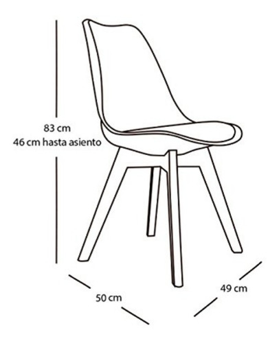 Silla Tulip Madera Y Asiento Alcolchado Escandinava Moderna