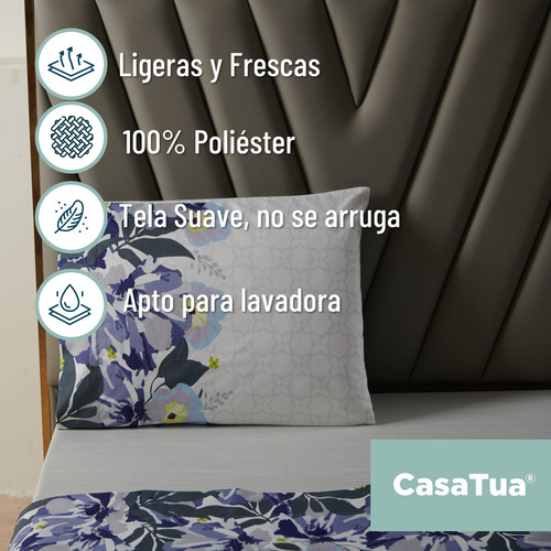 Juego Sabanas Estampadas Ultra Suave +funda Almohada Casatua