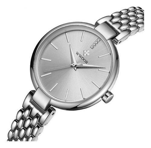 Relojes de pulsera de cuarzo sencillos para mujer Wooor, color de fondo blanco