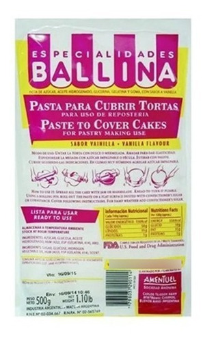 Pasta Para Cubrir Torta Ballina 500g 