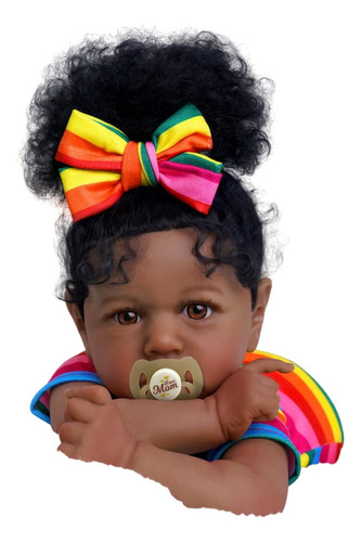Bebes Reborn Silicona Tamaño Real Muñeca Niña Africana 55cm