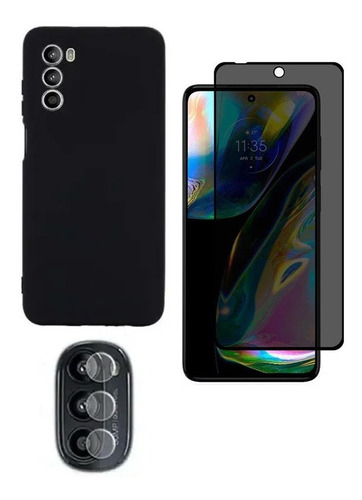 Funda delgada, película privada y cámara para Moto G82, color negro