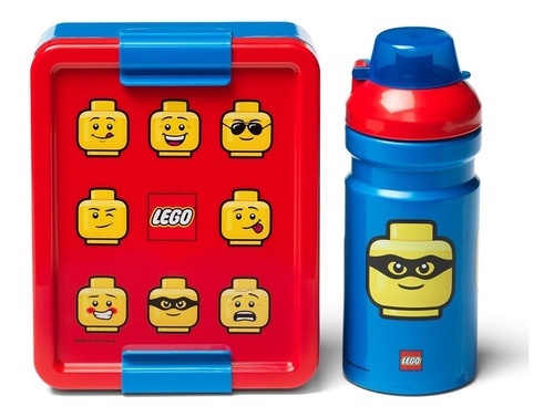 Lego Set Lunchera Y Botella Vianda Escolar Viaje Infantil Color Iconic