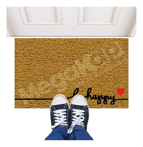 Tapete Be Happy Capacho 60x40 Personalizado Varias Cores Cor - Desenho Do Tecido Trama Vinílica 13mm Emborrachado Antiderrapante