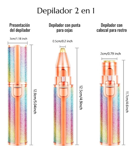 Imagen 3 de 7 de 2en1 Depilador Cejas + Rostro Eléctrico Removedor Vello Fino