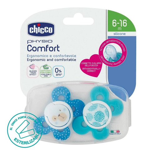 Imagen 2 de 6 de Chicco Set De Chupón Physioforma Comfort Para Bebés 6 A 16 M