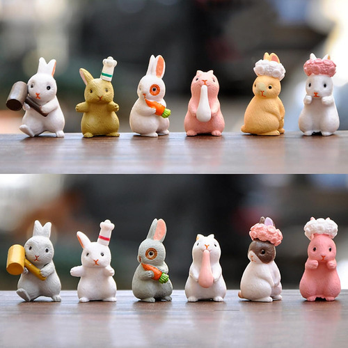 A 12 Piezas Conejitos En Miniatura Jardín De Hadas
