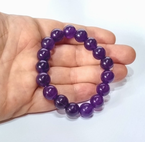 Pulseira Esferas 10mm De Pedra Natural Ametista P/ Proteção