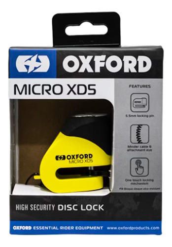 Candado Xd5 Disco 5mm Doble Viga Compacto Oxford Oxford