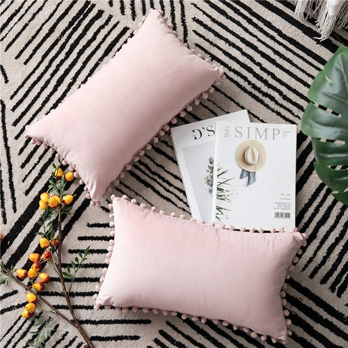 Dezene 12x20 Throw Pillow Covers Pink: Paquete De 2 Cozy Sof