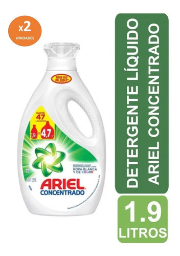 Pack X 2 Detergente Liquido Ariel Concentrado 1.9 Litros