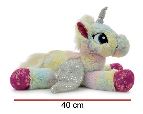 Peluche Unicornio Jaspeado Echado Mueve Alas 7959 Edu