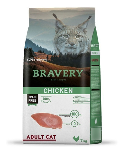 Alimento Para Gatos Adultos Bravery Pollo 7 Kg