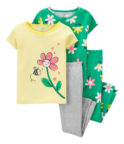 Carters Set 4 Piezas Pijama Algodon Floral