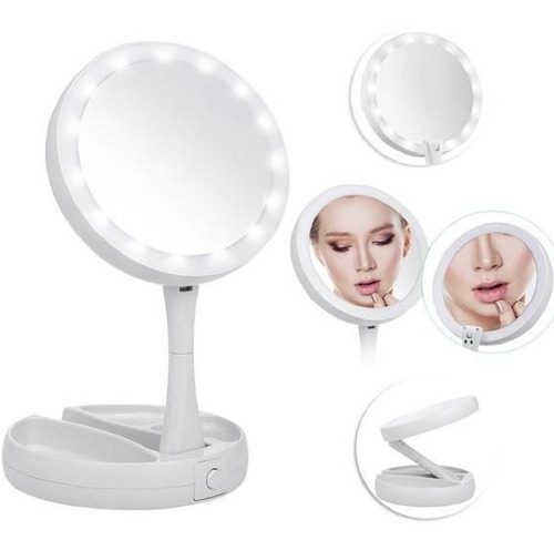 Espelho De Mesa Maquiagem C/ Luz Led Rotação 360° Camarim