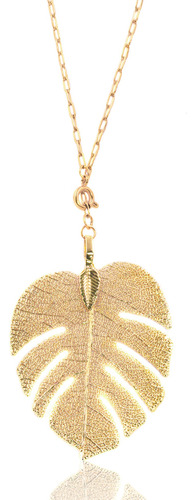 Collar De Hoja Monstera Baño De Oro 14k. Regalos Para Mujer