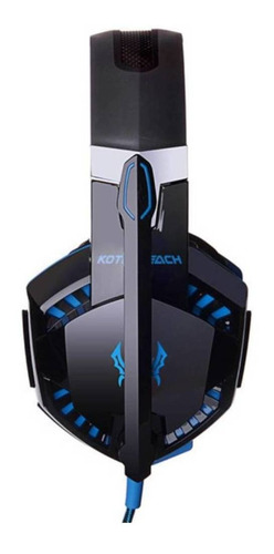 Auriculares gamer Kotion G2000 negro y azul con luz LED