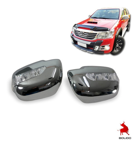 Cubre Espejo Cromado Con Led Cromado Toyota Hilux Vigo 08-16