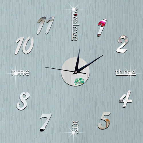 Reloj De Pared 3d Con Números De Espejo, Letras, Decoración