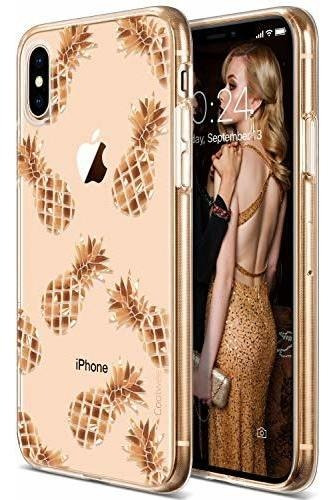 Funda Para Iphone Xs/iphone X De 5.8 Pulgadas Color Oro Rosa Rose Gold Pineapple Liso