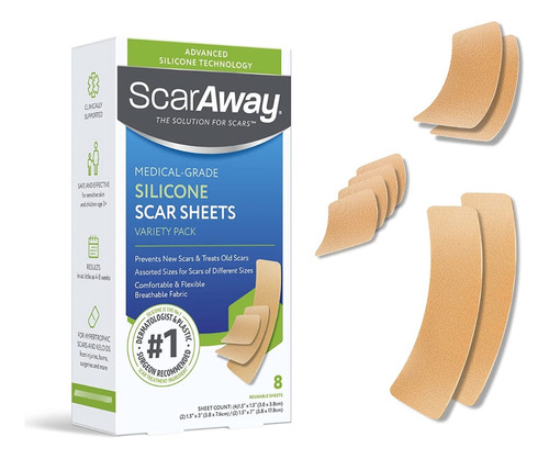 8 Parches Scaraway Para Cicatrices Reusables De Silicona - Reutilizables Y Lavables Para Reducir Eliminar Cicatriz