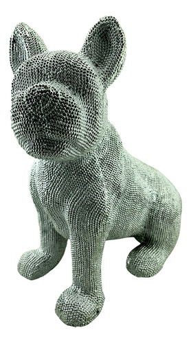 Figura Bulldog Frances 39cm Deco Perro Puntos Estatua Zn