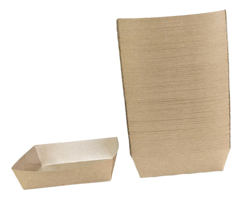 100x Kraft Papel Bandejas De Comida Recipiente De Bocadillos