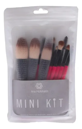 Kit Pincéis Ana Hickmann Mini Maquiagem 10 Pcs Pink Neon