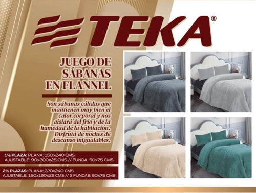 Juego De Sabana En Frazada Flannel Super Abrigo 2 1/2 Teka Beige Liso