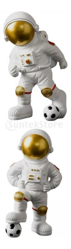 2 Uds Estatuas De Astronauta/figurita Escultura Ornamento