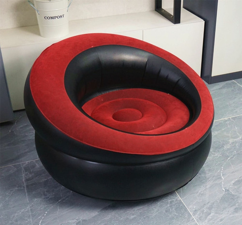 Imagen 4 de 4 de Sillon Inflable Afelpado Puff Reforzado Palermo V Lopez