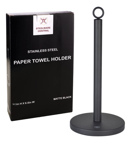 Steelware Central Toallero Papel Acero Inoxidable Negro Mate