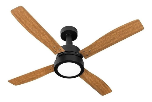 Ventilador de teto Venti-Delta Vintage preto-fosco com 4 pás cor  mogno, 124 cm de diâmetro 220 V