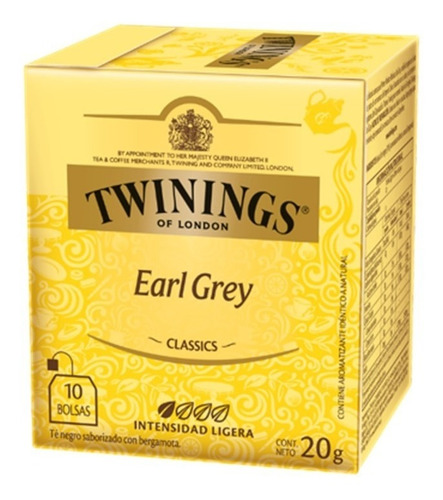 Imagen 2 de 3 de Té Twinings Earl Grey 10 Bolsitas (pack 12) /quetequieres