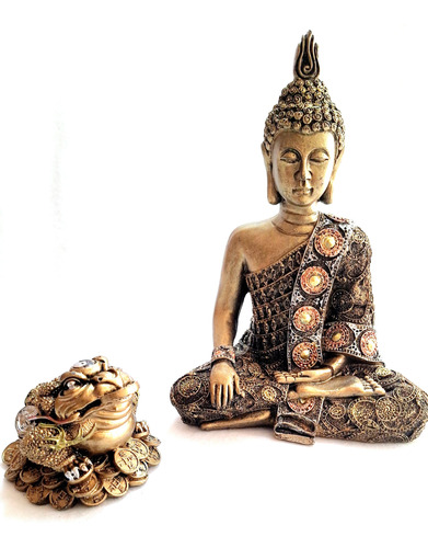  Buda Tibetano + Rana Del Dinero Abundancia Suertes Clientes