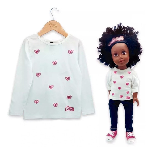 Imagen 2 de 2 de Bff Remera Bordada Manga Larga Conjunto Nena Y Muñeca Rop Wg