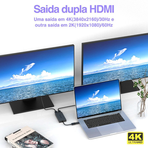 Adaptador Monitor Usb 3.0 Tipo C Hdmi 3840×2160p 4k Wavlink