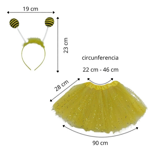 Tutú Y Diadema Para Niñas Disfraz Abeja Con Brillo Primavera