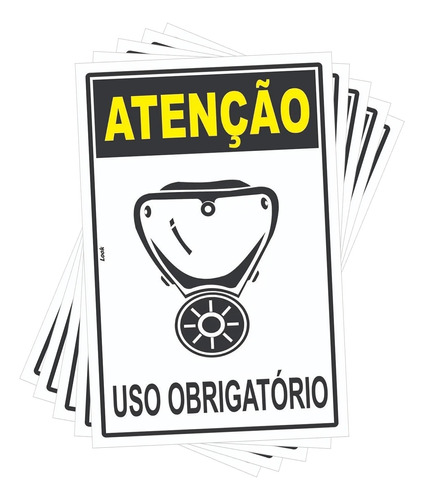 Kit 5 Placas Epi Uso Obrigatório Máscara Atenção Gás Toxico