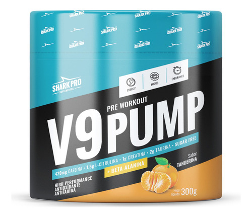 V9 Pump Pré Treino Tangerina 300g - Shark Pro