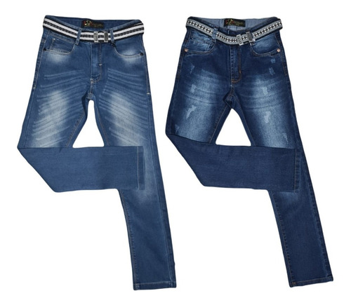 Kit 2 Calça Jeans Masculina Infantil Juvenil Menino 2 Ao 16