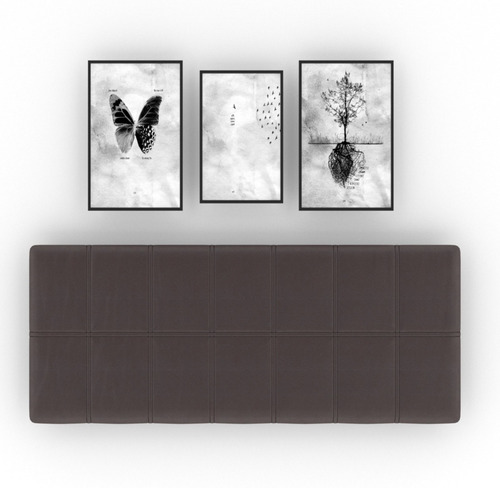 Imagen 1 de 2 de Cuadro Cabecera Colgable Matrimonial Empotrable Chocolate