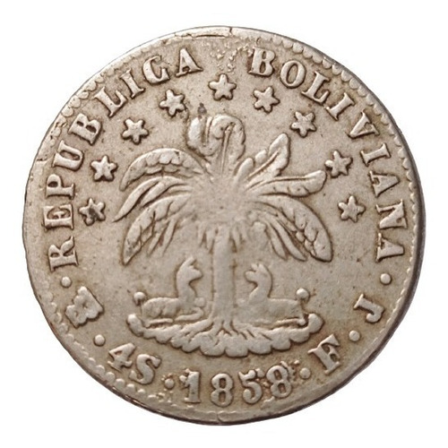 Bolívia 4 Sueldos 1858 - Prata