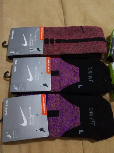 3 Pares De Calcetas Para Basquetbol Nike Hyperelite Talla L